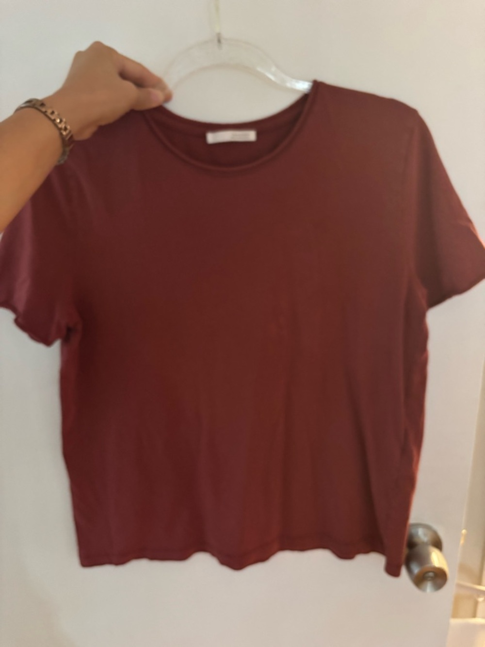 Zara Short Sleeve Crewneck Top - Maroon